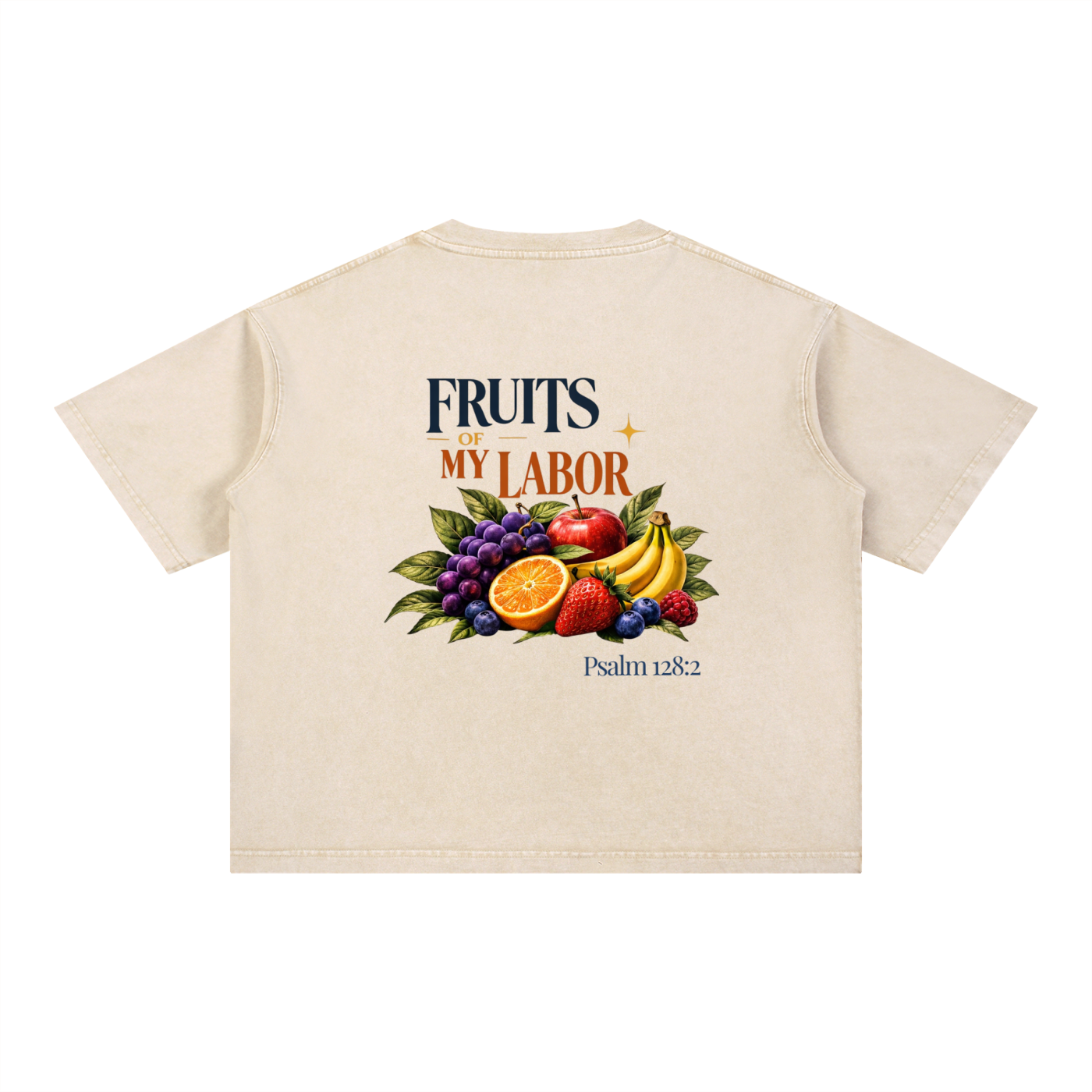 Back view of "Fruits of My Labor" Tee (Tan Washed)