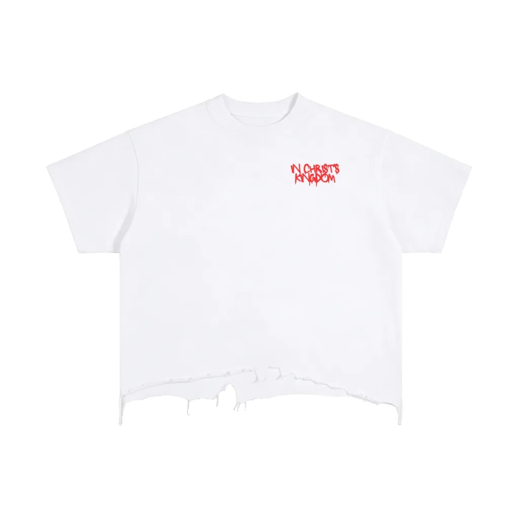 Front view of "Not Of This World" Distressed Tee (White)
